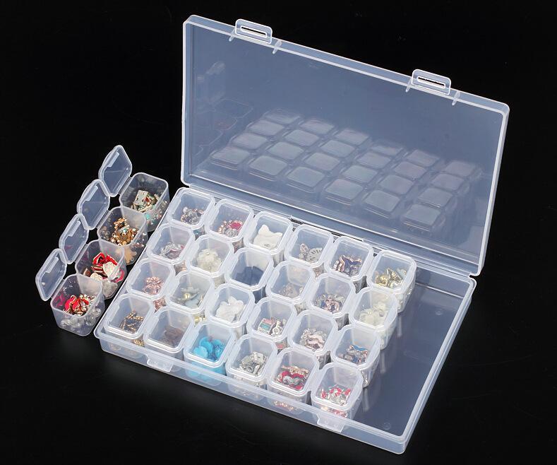 1pc, 5D Diamond Painting Accessories, 28/56 Grids Clear Diamond Painting  Storage Container For Bead Storage, Sewing, Nail Diamonds, Embroidery Boxes  O