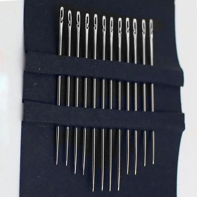 MUKLEI 48 Pack Self-Threading Needles, 3 Sizes Stainless Steel Sewing  Needles, Side Threading Needles for