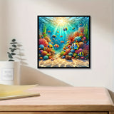 Colorful Coral Reef 5D Diamond Painting Kit — 20×20cm Full Drill Round Acrylic | Underwater Marine Art