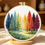 Colorful Forest Whispers — Printed Embroidery Kit for Beginners | Fabric, Thread, Needles & Instructions Included