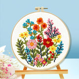 Floral Plant Printed Cross Stitch Kit — 11CT Evenweave Beginner Set | 3-Strand Thread | Wall Art Gift