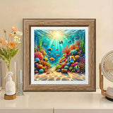 Colorful Coral Reef 5D Diamond Painting Kit — 20×20cm Full Drill Round Acrylic | Underwater Marine Art