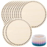Wooden Bottom Crochet Basket Base, Circular Woven Basket Bottom with Pre Drilled Holes - 20cm/8inch