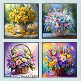 Floral diamond painting canvas with full round acrylic drills