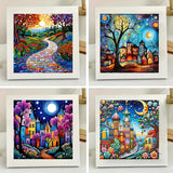 Landscape diamond painting canvas with full round 5D acrylic drills