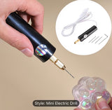 Handheld Portable Mini Drill with 3 Attachments for DIY Jewelry Making, Drilling, Woodworking, and Craft Carving