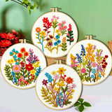 Floral Plant Printed Cross Stitch Kit — 11CT Evenweave Beginner Set | 3-Strand Thread | Wall Art Gift