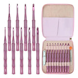 Bamboo-Shaped Aluminum Crochet Hooks, Rose Pink, Handcrafted (9pcs)