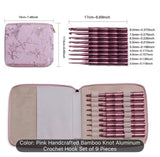 Bamboo-Shaped Aluminum Crochet Hooks, Rose Pink, Handcrafted (9pcs)