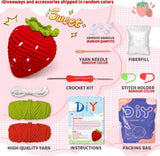 Strawberry Crochet Kit for Beginners - All-in-One Complete Crochet Set with Yarn, Hook, Pattern & Video Tutorial