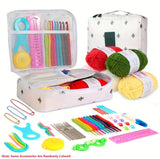 Crochet Kits for Beginners Adults - Yarn Bundle with Metal Hooks, Scissors, Markers, and Accessories - 59pc