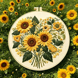 Warm Sunflower Embroidery Kit — Beginner Full Tool Set | Thread, Needle, Hoop & Pattern Included