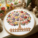 Beginner Embroidery Kit - Floral Branch Design | Thread, Needles, Frame & Pattern Included