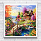 Dreamy Forest Cabin 5D Diamond Painting Kit — Full Drill European Countryside Scenery | Wall Art Gift