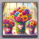Floral diamond painting canvas with full round 5D acrylic drills