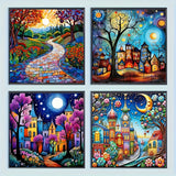 4-Pack Landscape Diamond Painting Kit Series 2 full set 20x20cm