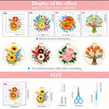 Sunflower Peony Floral Series Cross-Stitch Kit - Set of 4
