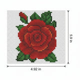 Mini Floral Cross-Stitch Kit Set of 12 - Roses, Sunflowers & Lilies