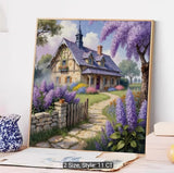 Dreamy Cottage Surrounded by Blossoms Cross-Stitch Kit 30x30cm