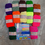 Rainbow 3ply Beginner Yarn Kit with Accessories