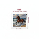 Horse Running on the Beach 11CT Cross-Stitch Kit 30x30cm