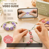 DIY Flower Bracelet Kit - 2pcs Crochet Floral Bracelet Set