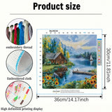 Lakeside Cottage Landscape Cross-Stitch Kit 36x36cm