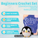 Penguin Crochet Kit for Beginners - All-in-One Complete Crochet Set with Yarn, Hook, Pattern & Video Tutorial