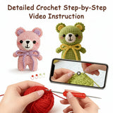 Beginner Crochet Bear Kit – 6 Cute Stuffed Bears DIY Set