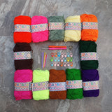 Rainbow 3ply Basic Beginner Yarn Kit with Accessories