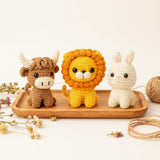 Bull, Lion & Bunny Crochet DIY Amigurumi Set (3pc)