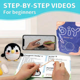 Black & White Penguin Amigurumi Crochet Kit – Beginner DIY Plush