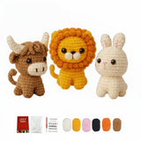 Bull, Lion & Bunny Crochet DIY Amigurumi Set (3pc)