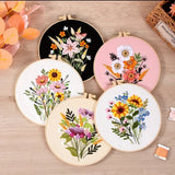 5-Pack Beginner Embroidery Kits with Patterns and Instructions DIY Kit (Random Design)