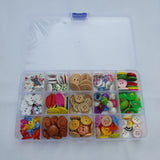 Assorted Wooden Plastic Buttons Box