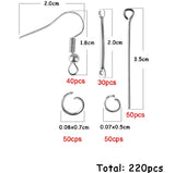 DIY Handmade Earring Accessories Set Iron Fish/Single Loop/Earplugs/Double Hanging/9pin - 220pcs