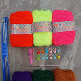 Rainbow 3ply Basic Beginner Yarn Kit with Accessories