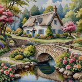 Cottage & Stone Bridge 11CT Cross-Stitch Kit 36x36cm