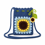 Sunflower Crochet Crossbody Bag – Blue | Beginner DIY Yarn Kit with Hook & Tutorial