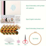 5-Pack Beginner Embroidery Kits with Patterns and Instructions DIY Kit (Random Design)