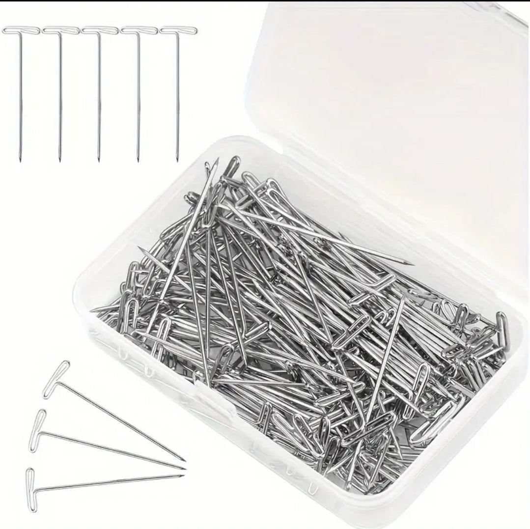 1 Inch T Shape Sewing Pins Wig T-Pins with Clear Plastic Boz (100pcs ...