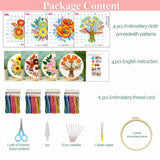 Sunflower Peony Floral Series Cross-Stitch Kit - Set of 4