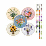 5-Piece Floral Bouquet Embroidery Hoop Kit Set