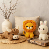 Bull, Lion & Bunny Crochet DIY Amigurumi Set (3pc)