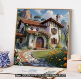 Charming Cottage with Flowered Garden Cross-Stitch Kit 30x30cm
