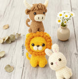 Bull, Lion & Bunny Crochet DIY Amigurumi Set (3pc)