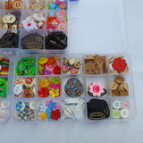 Assorted Wooden Plastic Buttons Box