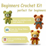 Beginner Crochet Bear Kit – 6 Cute Stuffed Bears DIY Set