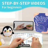 Penguin Crochet Kit for Beginners - All-in-One Complete Crochet Set with Yarn, Hook, Pattern & Video Tutorial