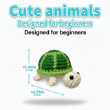 Green Turtle Crochet DIY Kit – Beginner Amigurumi Crochet Kit with Video Tutorial